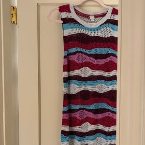 NWOT Striped Crochet Knit Tank Maxi Dress - Multicolor